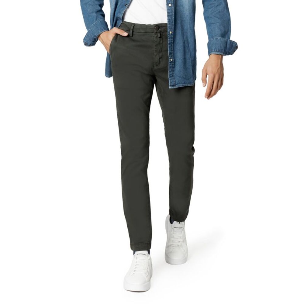 Borghese Slim Fit Chinos Casual Pants Men Green
